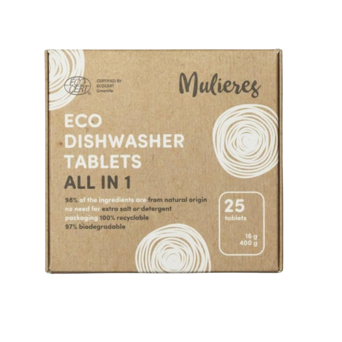 Pastillas para lavavajillas Mulieres Eco Todo en 1 (25 pastillas)