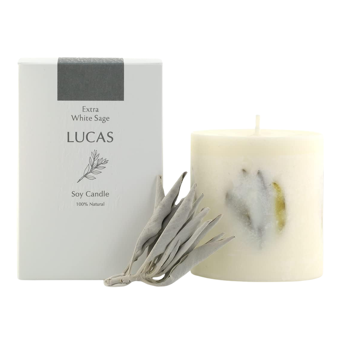 LUCAS White Sage Leaf Soy Candle